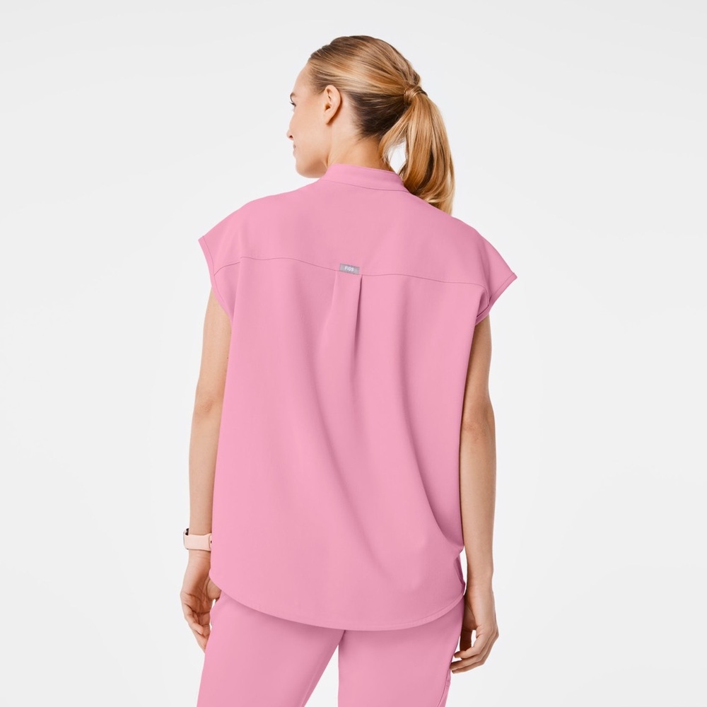FIGS Women's Rafaela Oversized Scrub Top™ in Chalk Pink | XXL - Picture 4 of 15